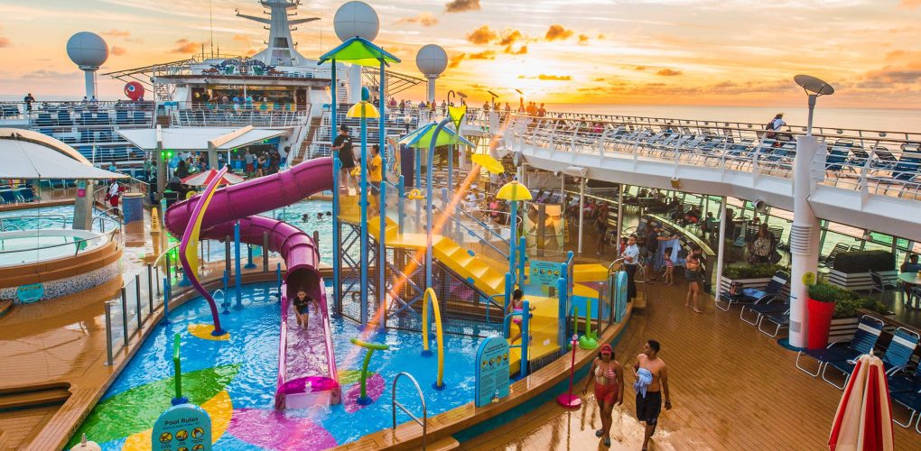Adventure of the Seas Pool Deck at Sunset