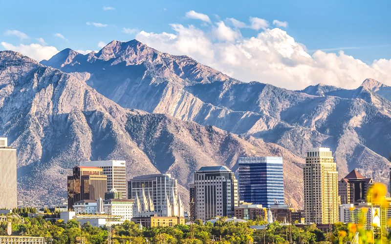 Downtown Salt Lake City skyline Utah in USA