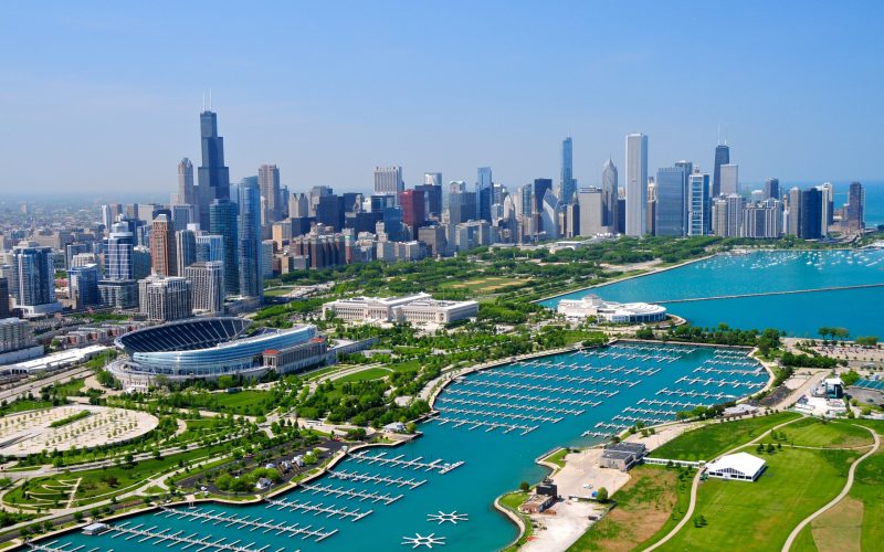 Downtown,Chicago,&,Lake,Michigan