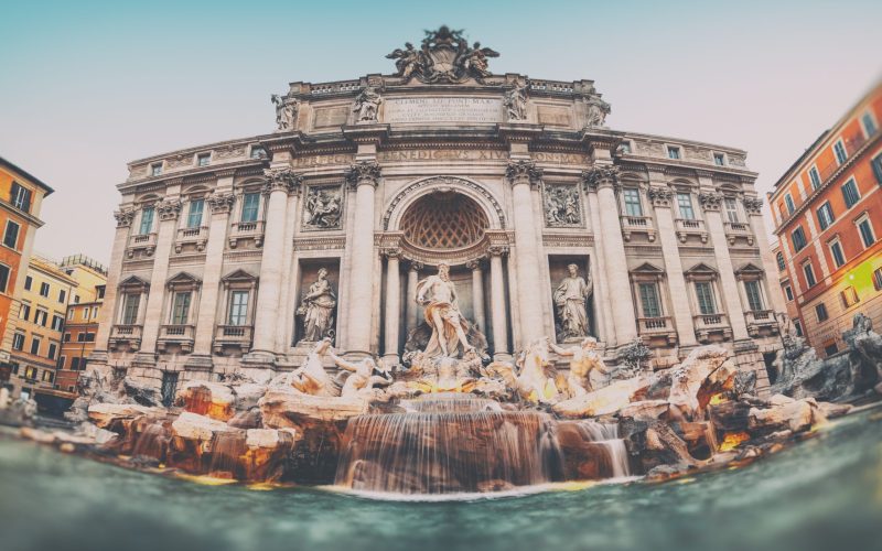 Vintage,Style,Photograph,Of,Trevi,Fountain,(fontana,Di,Trevi).,Rome