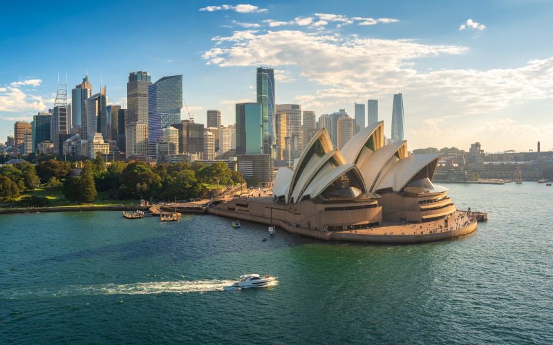 Sydney,Harbour,Opera,House,Cityscape,Skyline,Aerial,View,,New,South