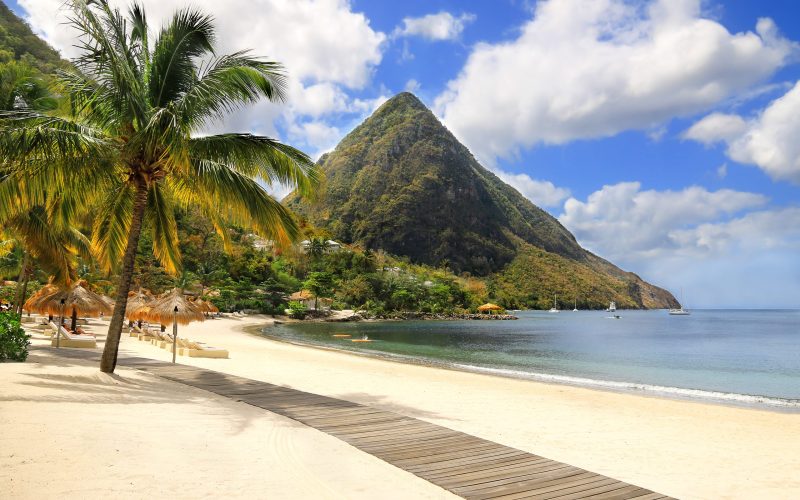 Beautiful,White,Sand,Beach,In,Saint,Lucia,,Caribbean,Islands