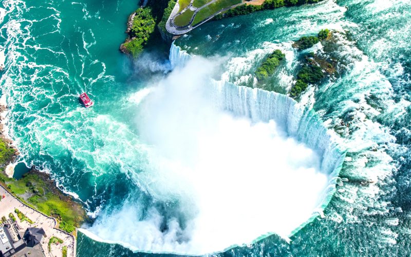 Niagara,Falls,Aerial,View,From,Helicopter,,Canadian,Falls,,Canada
