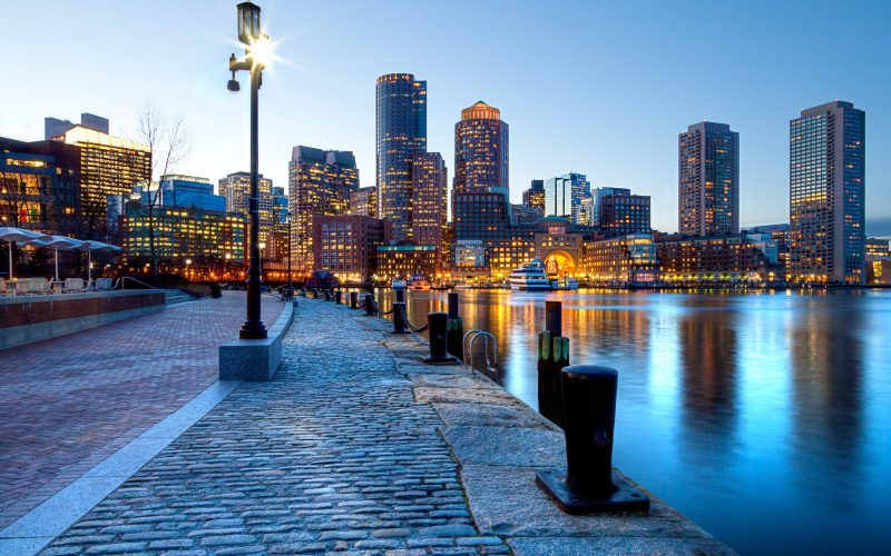 Boston,Harbor,And,Financial,District,At,Sunset,In,Boston,,Massachusetts.